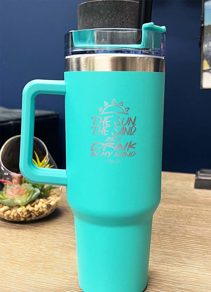 Laser Engraved Yeti Wine Tumbler - Sun, Sand, & a Drink In My Hand