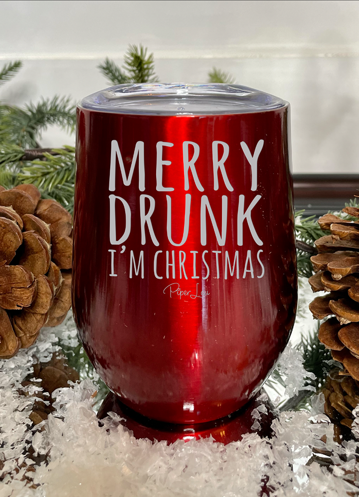 Drunk for Christmas Stemless Wine Glasses ~ Set of 4