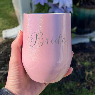 Bride Script Laser Etched Tumbler