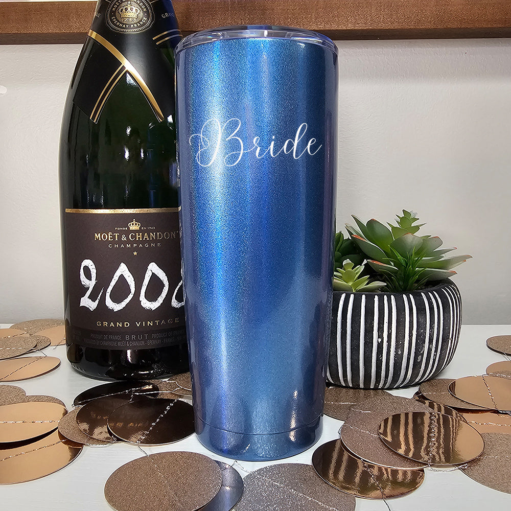 Bride Script Laser Etched Tumbler