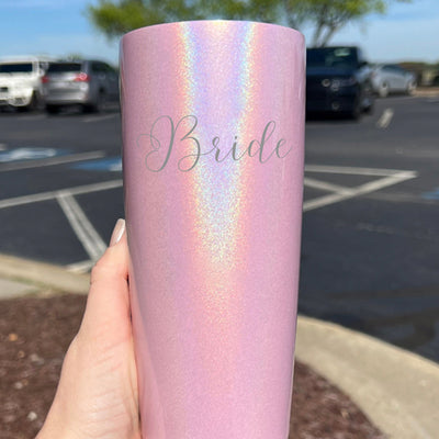 Bride Script Laser Etched Tumbler