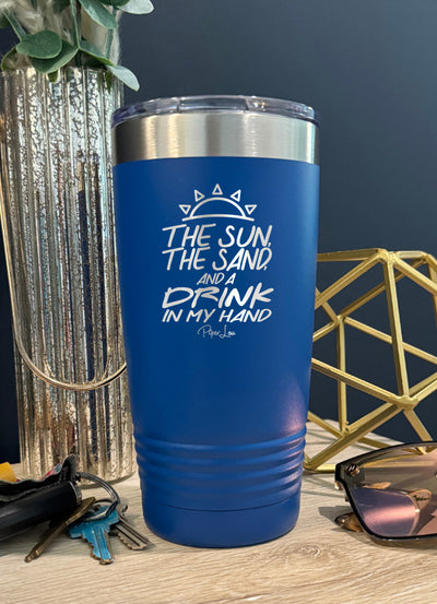 The Sun The Sand And A Drink In My Hand Old School Tumbler