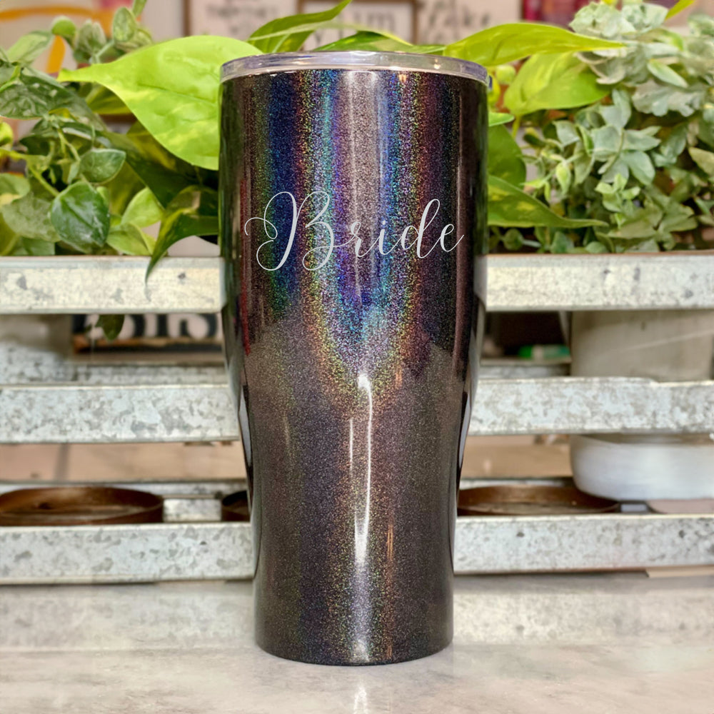 Bride Script Laser Etched Tumbler