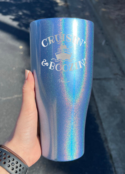 Cruisin And Boozin Personalize (CUSTOM) Laser Etched Tumbler