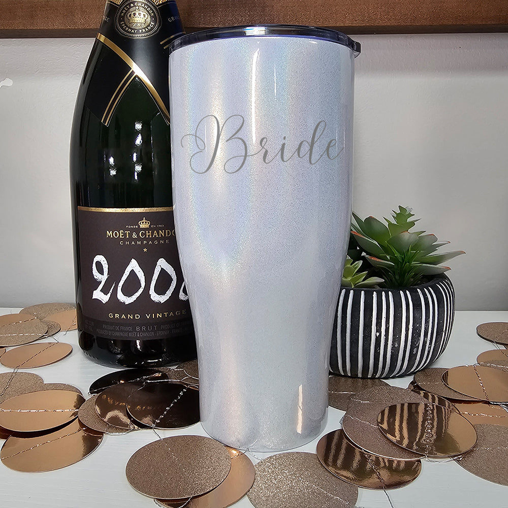 Bride Script Laser Etched Tumbler