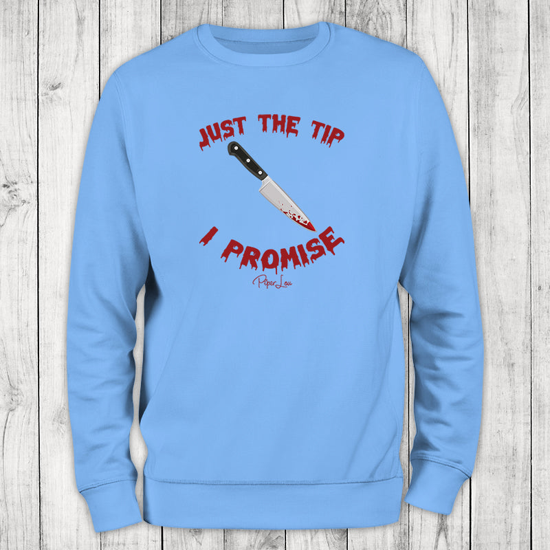 Spooky Sale | Just The Tip I Promise Knife Graphic Crewneck Sweatshirt