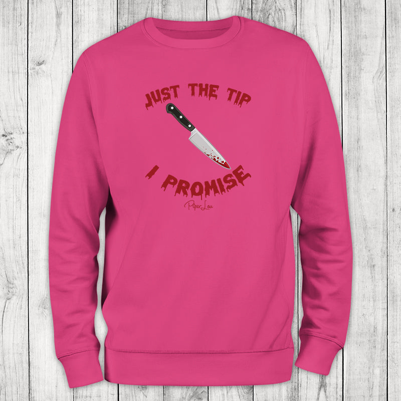 Spooky Sale | Just The Tip I Promise Knife Graphic Crewneck Sweatshirt