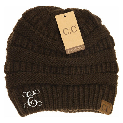 New Monogram (CUSTOM) Beanie C.C Thick Knit Soft Beanie