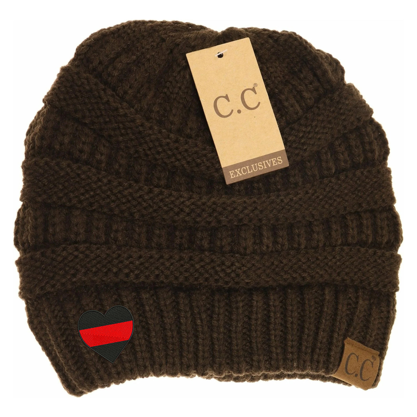 New Red Line Heart C.C Thick Knit Soft Beanie