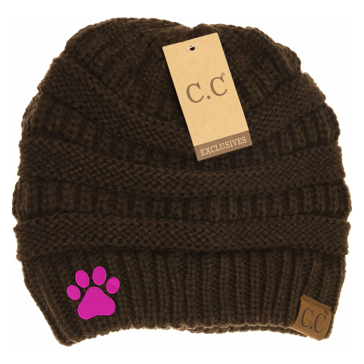 New Dog Paw Print C.C Thick Knit Soft Beanie