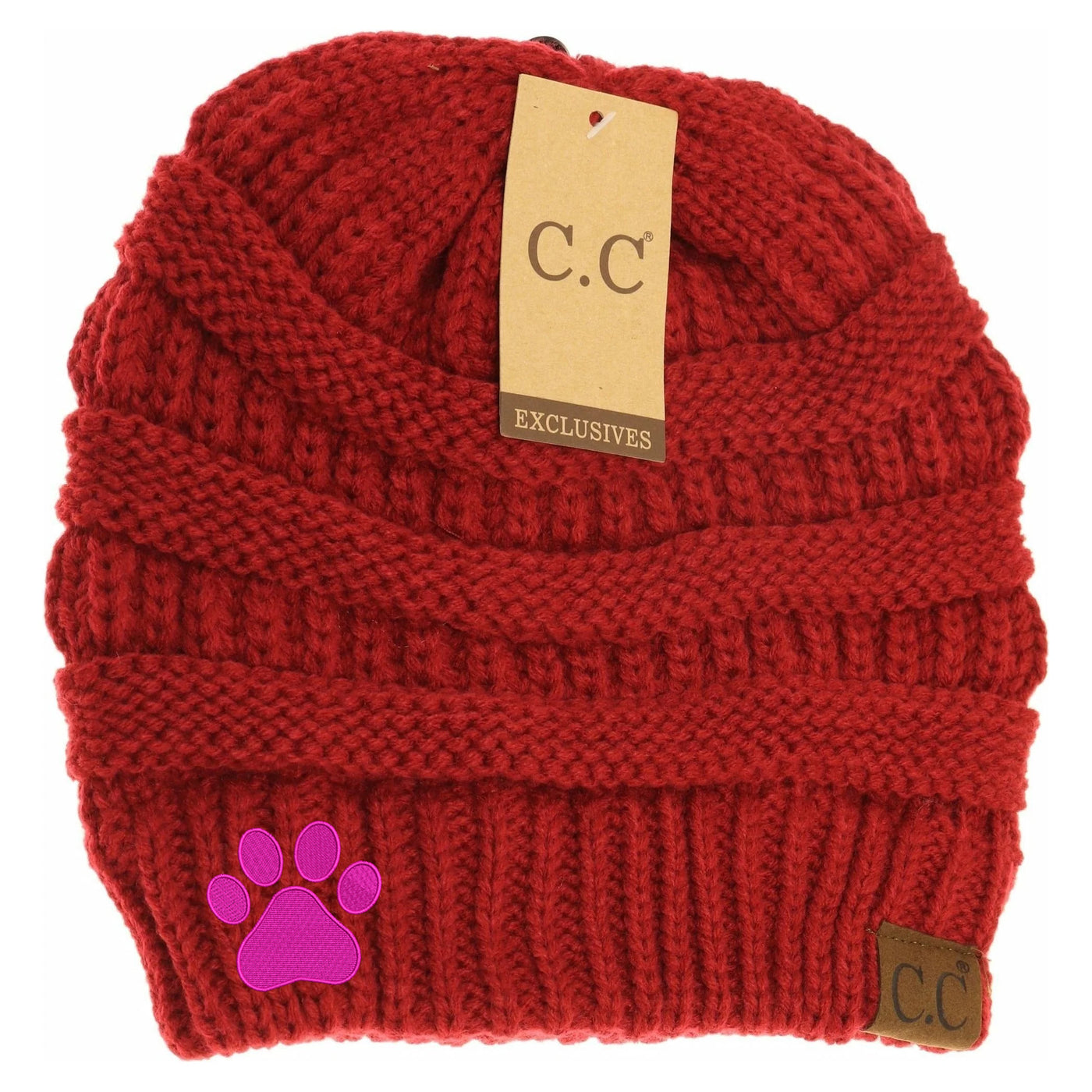 New Dog Paw Print C.C Thick Knit Soft Beanie