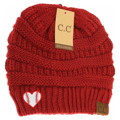 New Baseball Heart C.C Thick Knit Soft Beanie