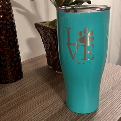 Clearance | LOVE Paw Print Laser Etched Tumbler