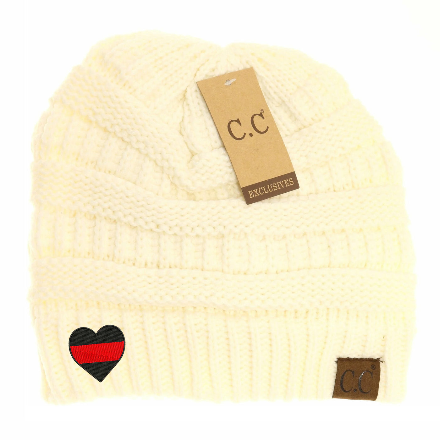 New Red Line Heart C.C Thick Knit Soft Beanie