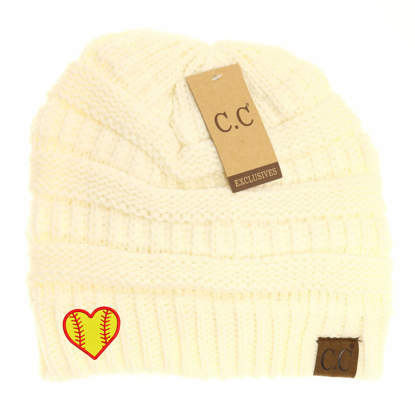 New Softball Heart C.C Thick Knit Soft Beanie