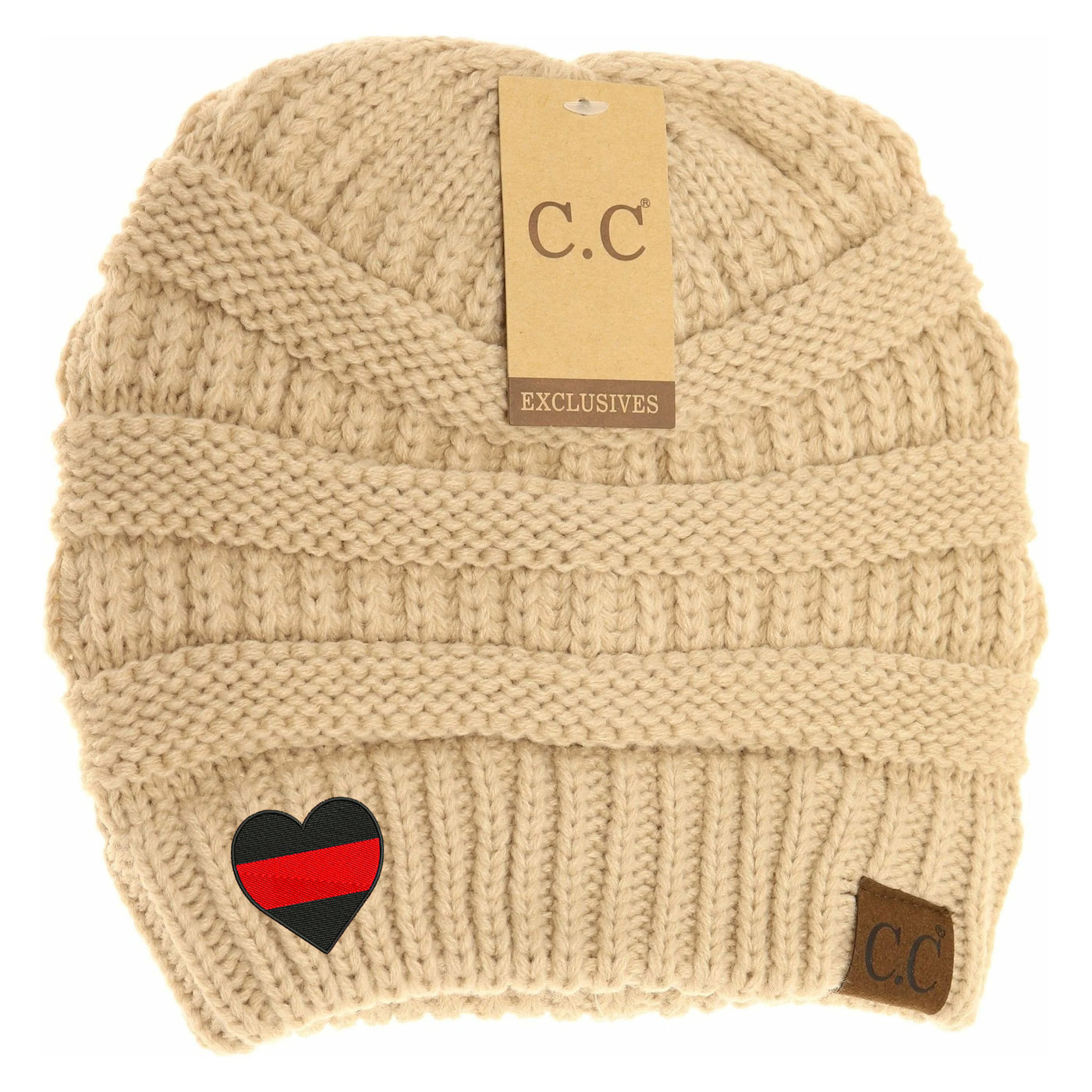 New Red Line Heart C.C Thick Knit Soft Beanie