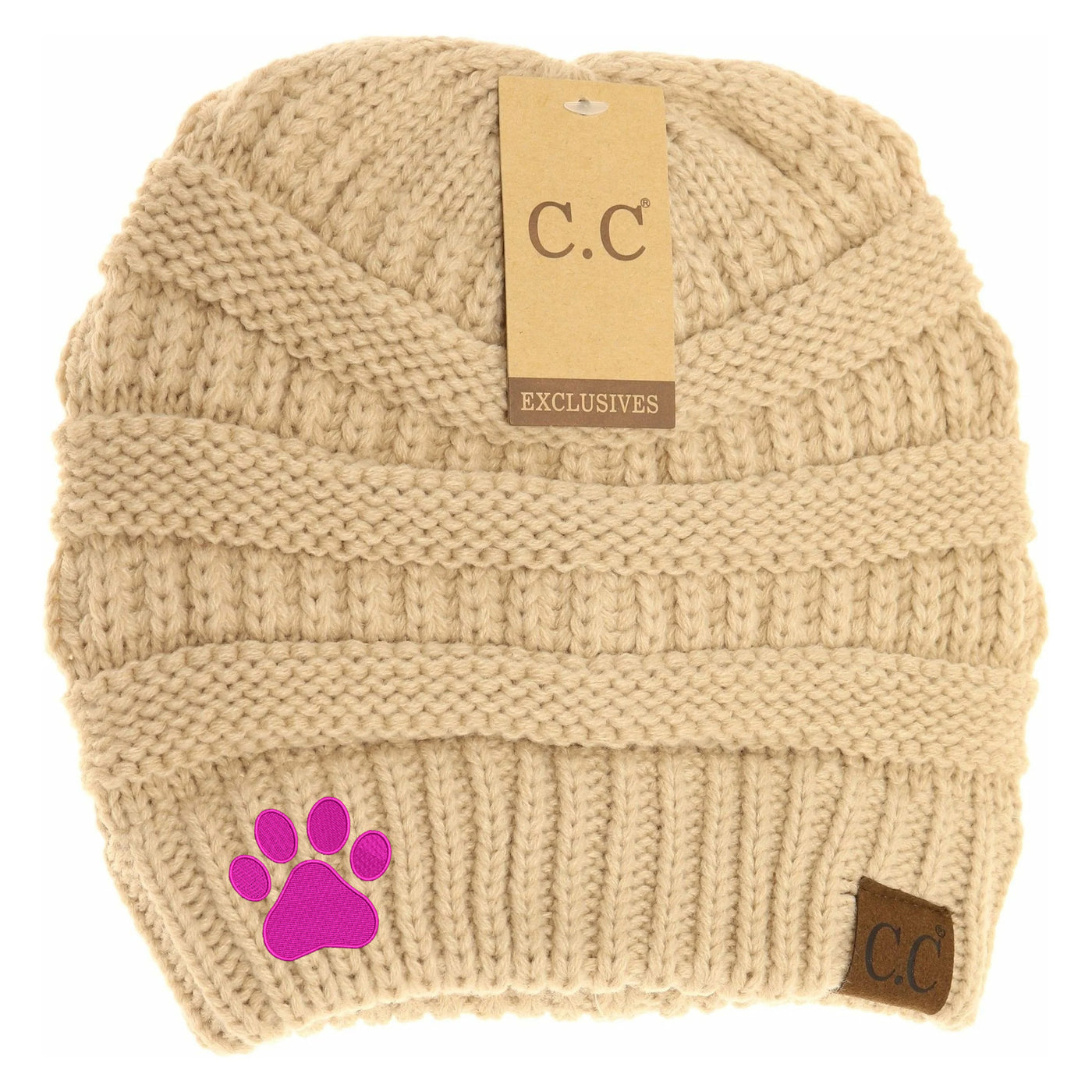 New Dog Paw Print C.C Thick Knit Soft Beanie