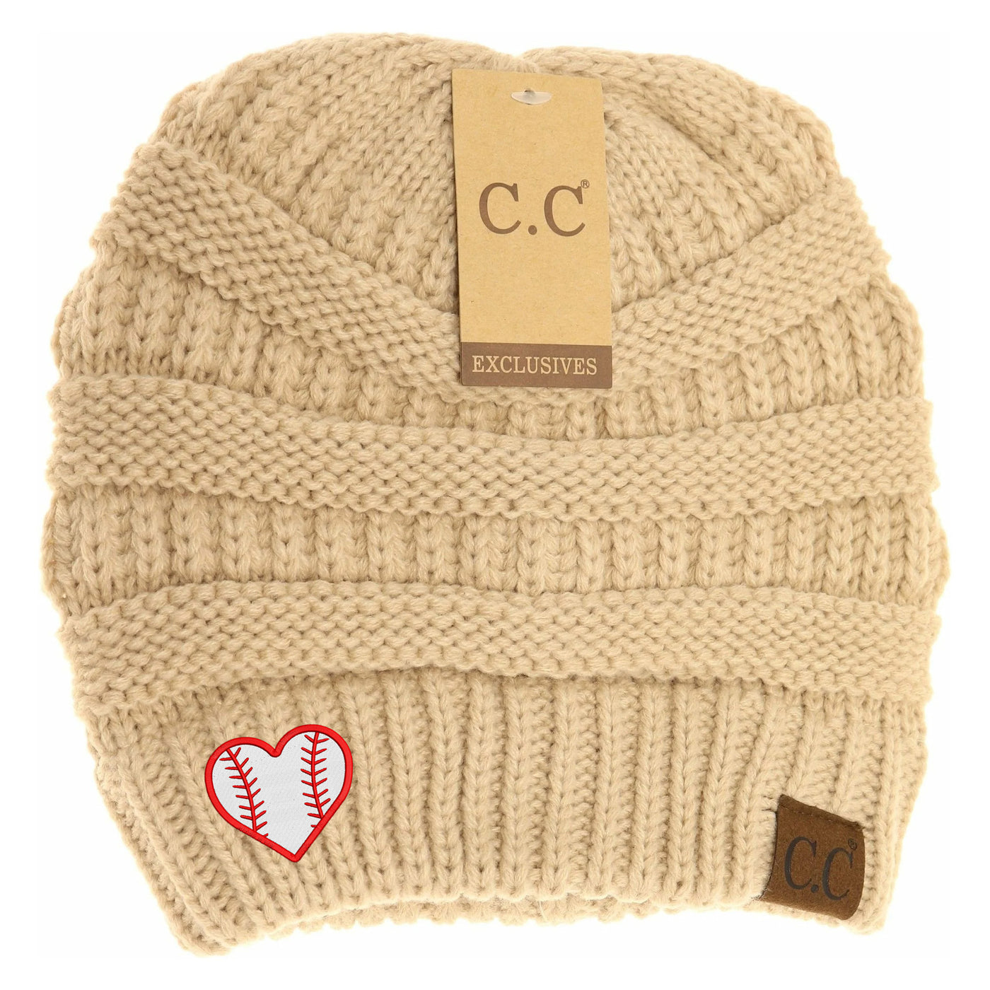 New Baseball Heart C.C Thick Knit Soft Beanie