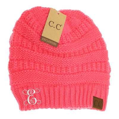 New Monogram (CUSTOM) Beanie C.C Thick Knit Soft Beanie