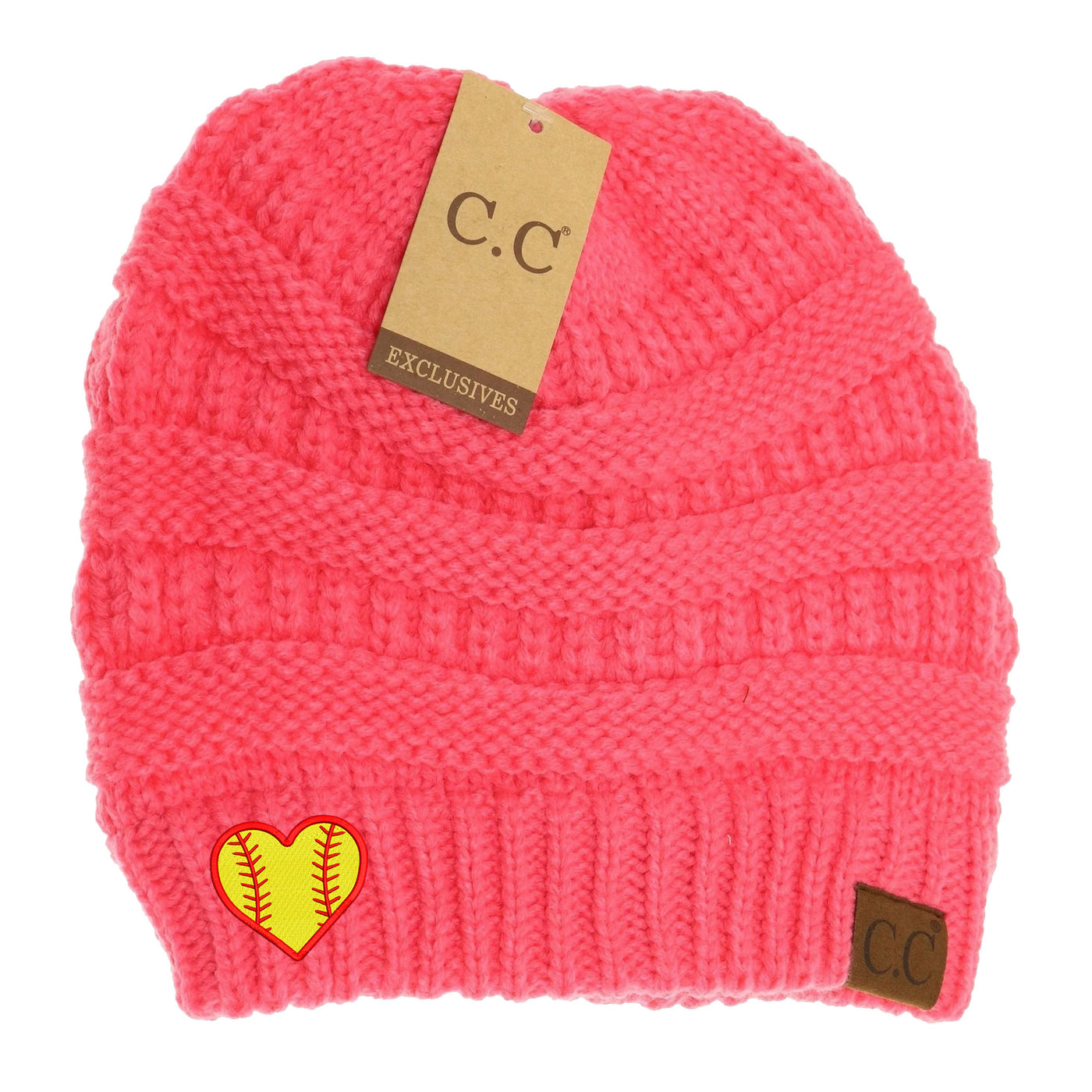 New Softball Heart C.C Thick Knit Soft Beanie