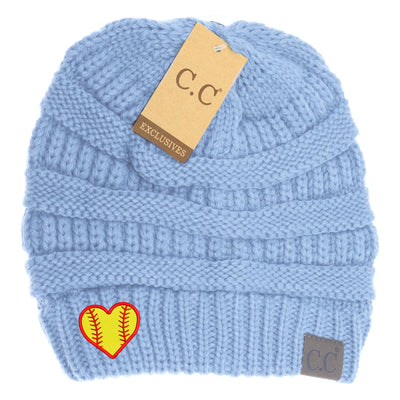 New Softball Heart C.C Thick Knit Soft Beanie