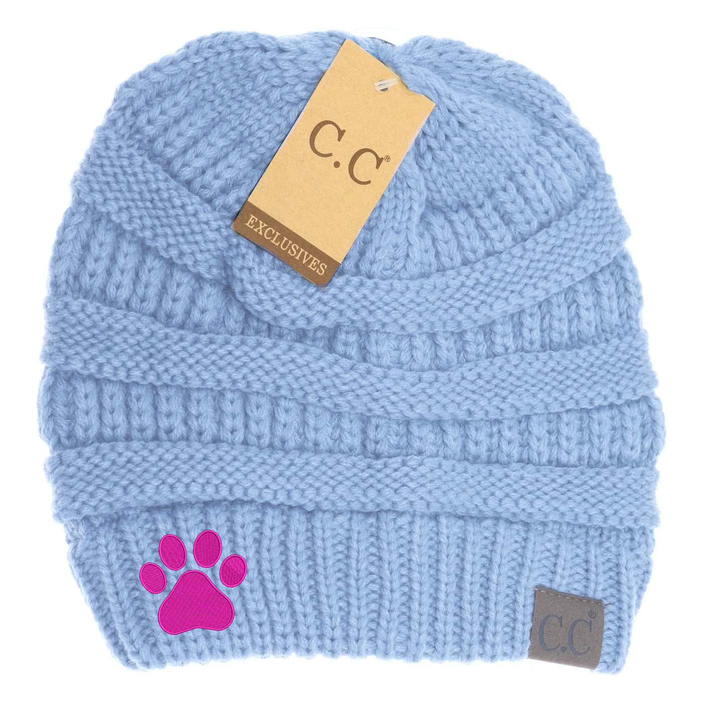 New Dog Paw Print C.C Thick Knit Soft Beanie