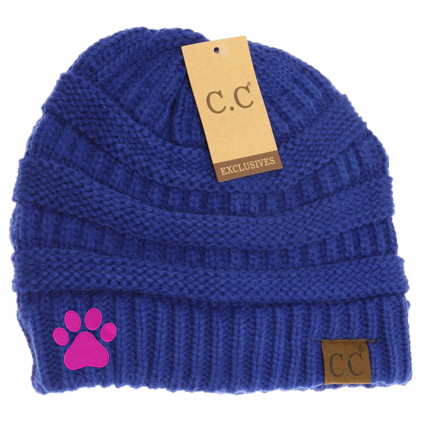 New Dog Paw Print C.C Thick Knit Soft Beanie