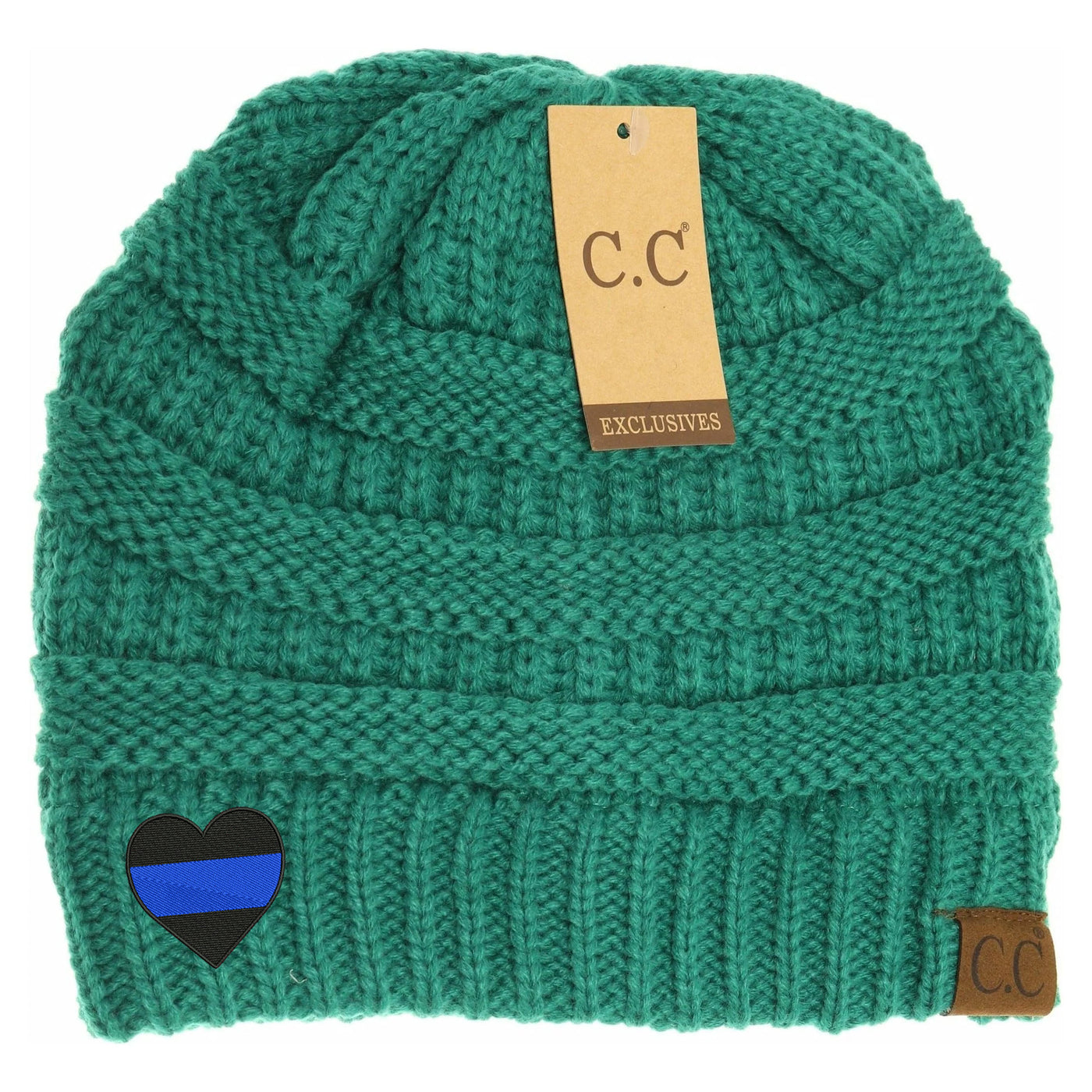 New Blue Line Heart C.C Thick Knit Soft Beanie