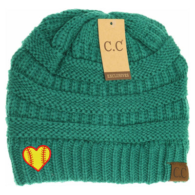 New Softball Heart C.C Thick Knit Soft Beanie