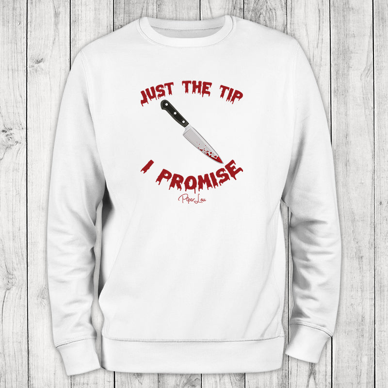 Spooky Sale | Just The Tip I Promise Knife Graphic Crewneck Sweatshirt