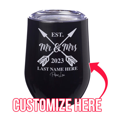 Mr. And Mrs. (CUSTOM) Arrows 12oz Stemless Wine Cup