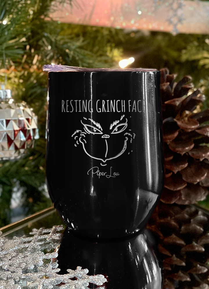 Resting Grinch Face 12oz Stemless Wine Cup